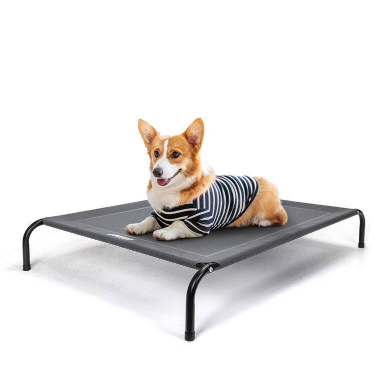 Nobleza Cama Elevada Perro Grande, Cama Refrescante Perro, Cama de Mascotas Transpirable para Exterior Interior Jardín Terraza, Cama Perro Robusto Lavable, Gris, XL, 137x90x20CM