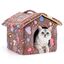 Nobleza Caseta para Perros, Casa Gatos Interior, Cama para Perro con Colchón Extraíble, Plegable Casa para Gato, Conejos, 42x39x33cm S, Marrón, , large indicador imagen numero 1
