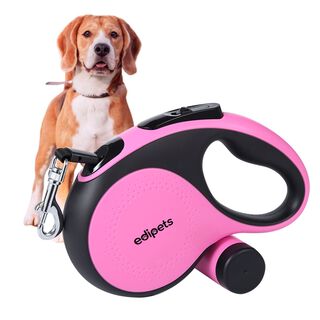 Edipets correa extensible con sistema de frenado rosa para perros