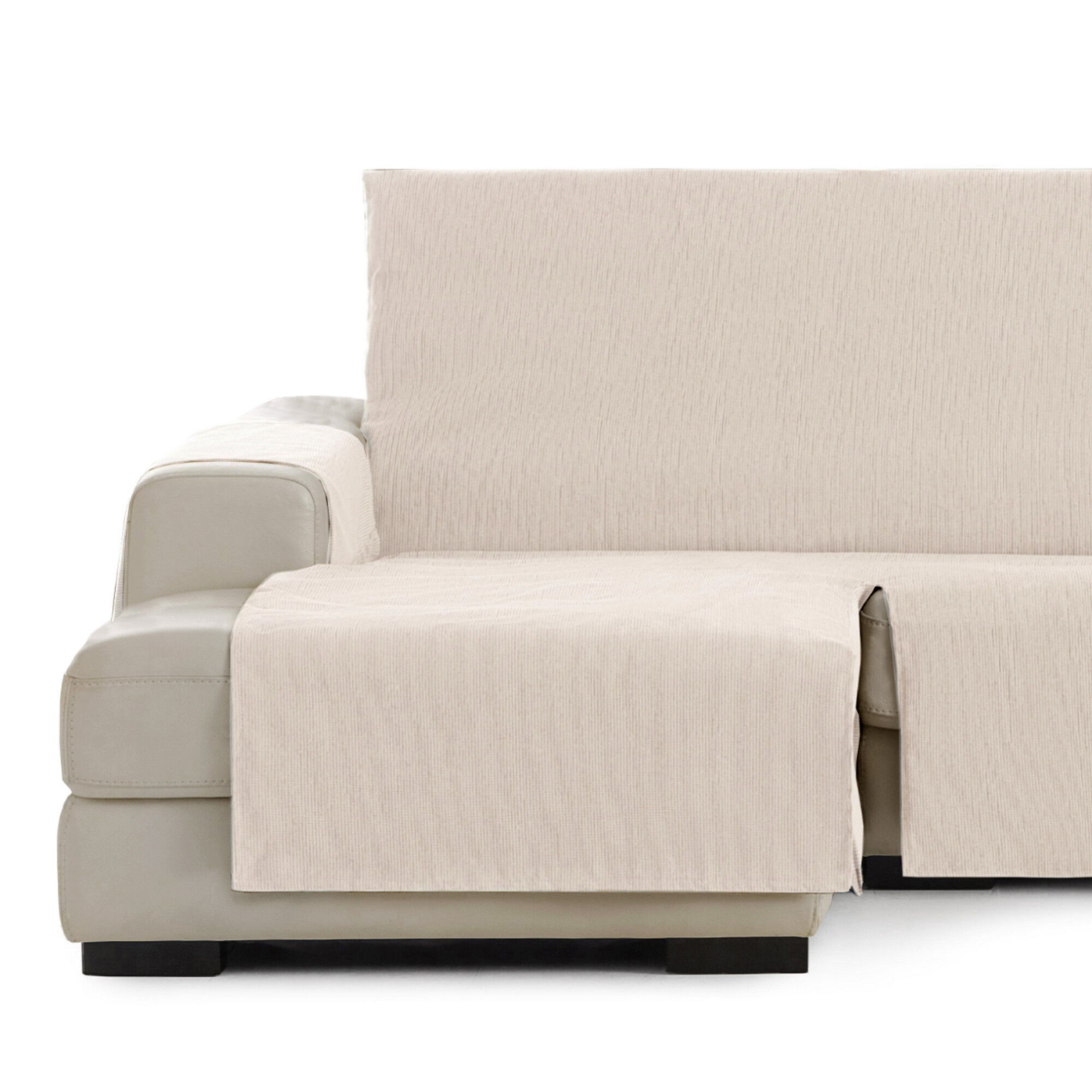 Vipalia Protector Funda Chaise Longue Lisa. Cubresofa Chenilla. Dise&ntilde;o Elite. Color Marfil. Chaise Largo Izquierda, , large Imagen numero 1