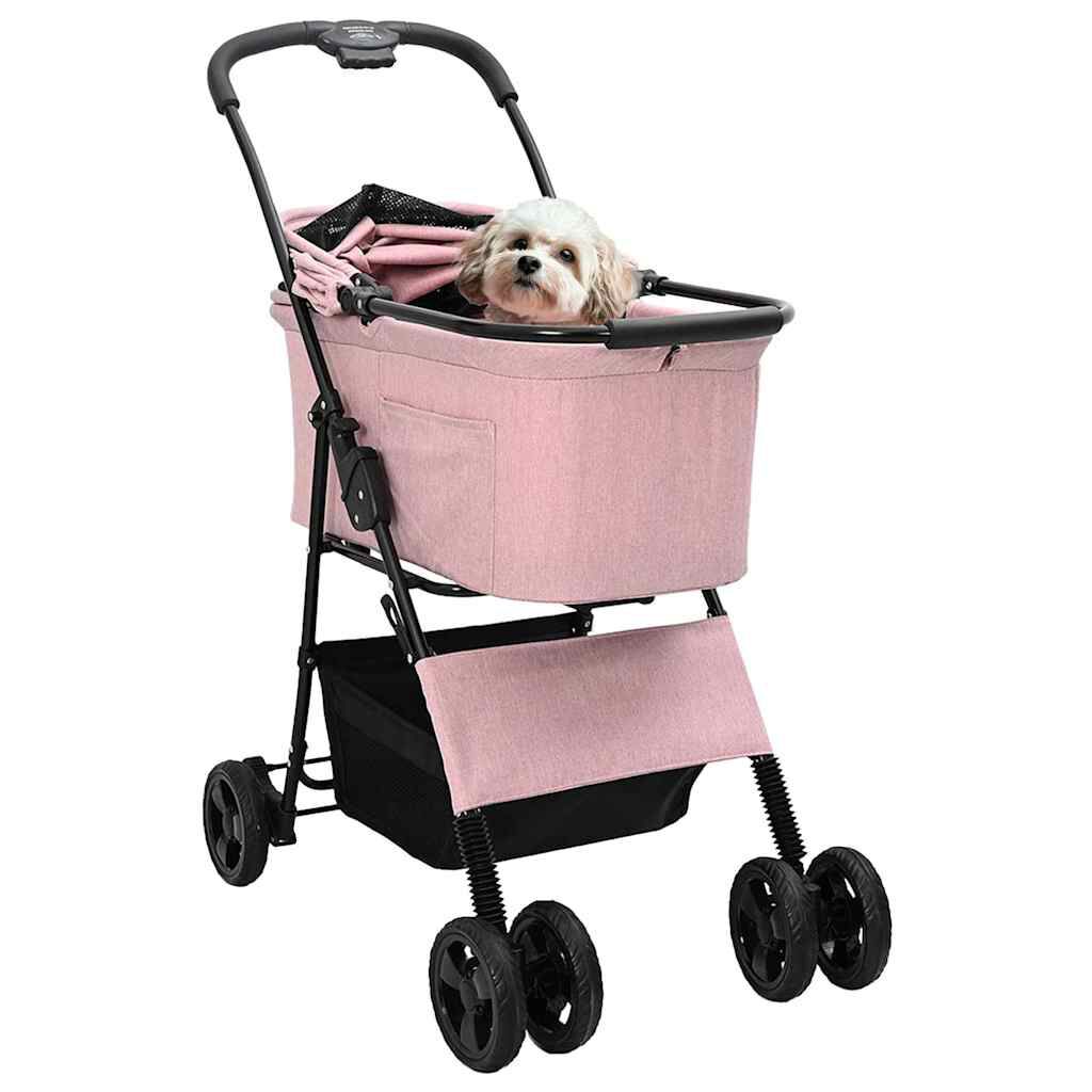 vidaXL Carrito Plegable para Mascotas Ajustable Rosa 78 x 54 x 101 cm, , large Imagen numero 7