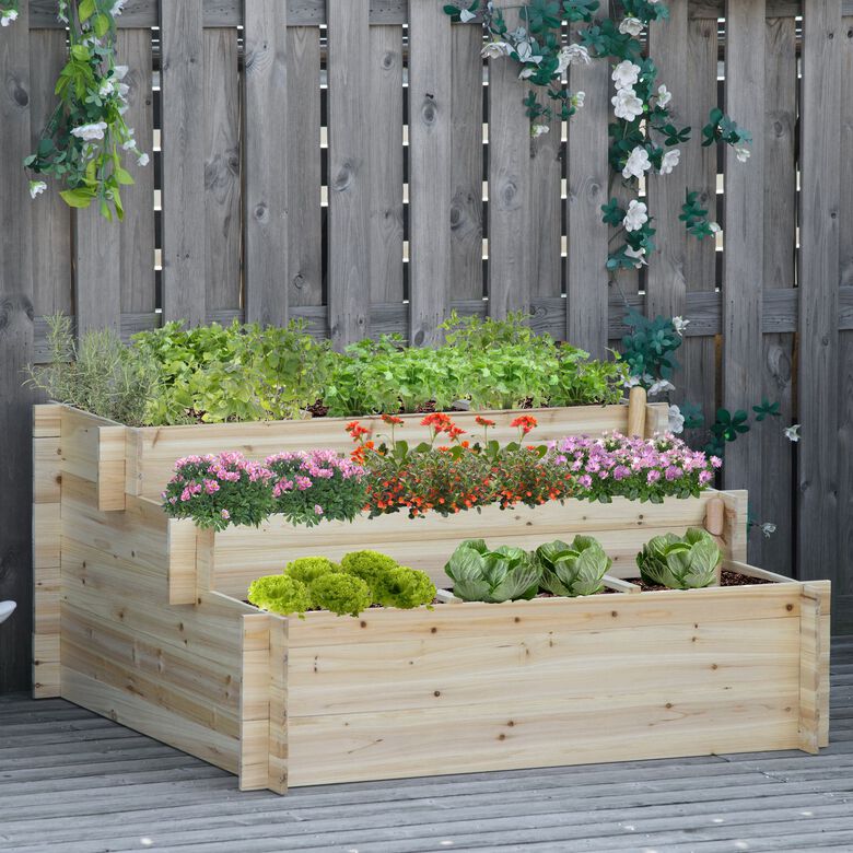 Outsunny Huerto Urbano Madera exterior Natural thumbnail