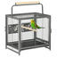 PawHut Jaula para Pájaros Portador de Aves Portátil con 2 Perchas de Madera 2 Comederos de Acero Inoxidable y Bandeja Extraíble para Periquitos Canarios 48x38x47,8 cm Negro, , large indicador imagen numero 3