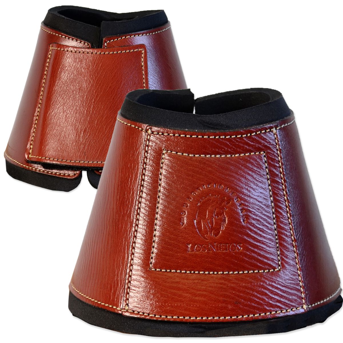 Guarnicioneria Los Nietos Campanas Cuero Y Neopreno Color Cereza Equipamiento Para El Caballo