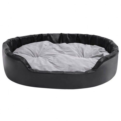Vidaxl sof&aacute; acolchado antideslizante ovalado negro y gris para perros, , large Imagen numero 4