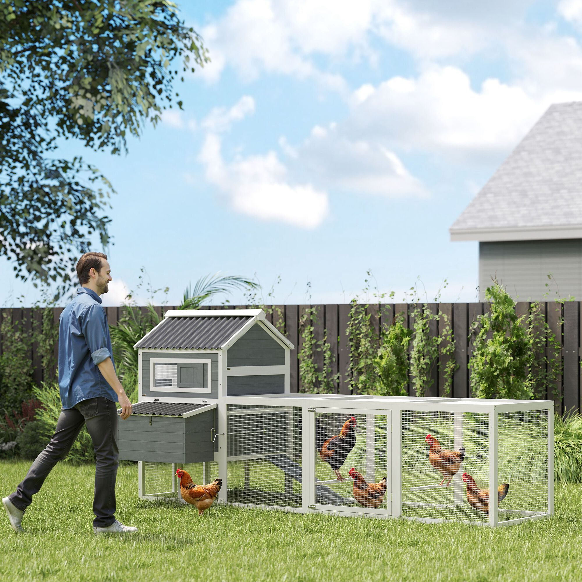 PawHut Gallinero para Exterior Gris Claro thumbnail