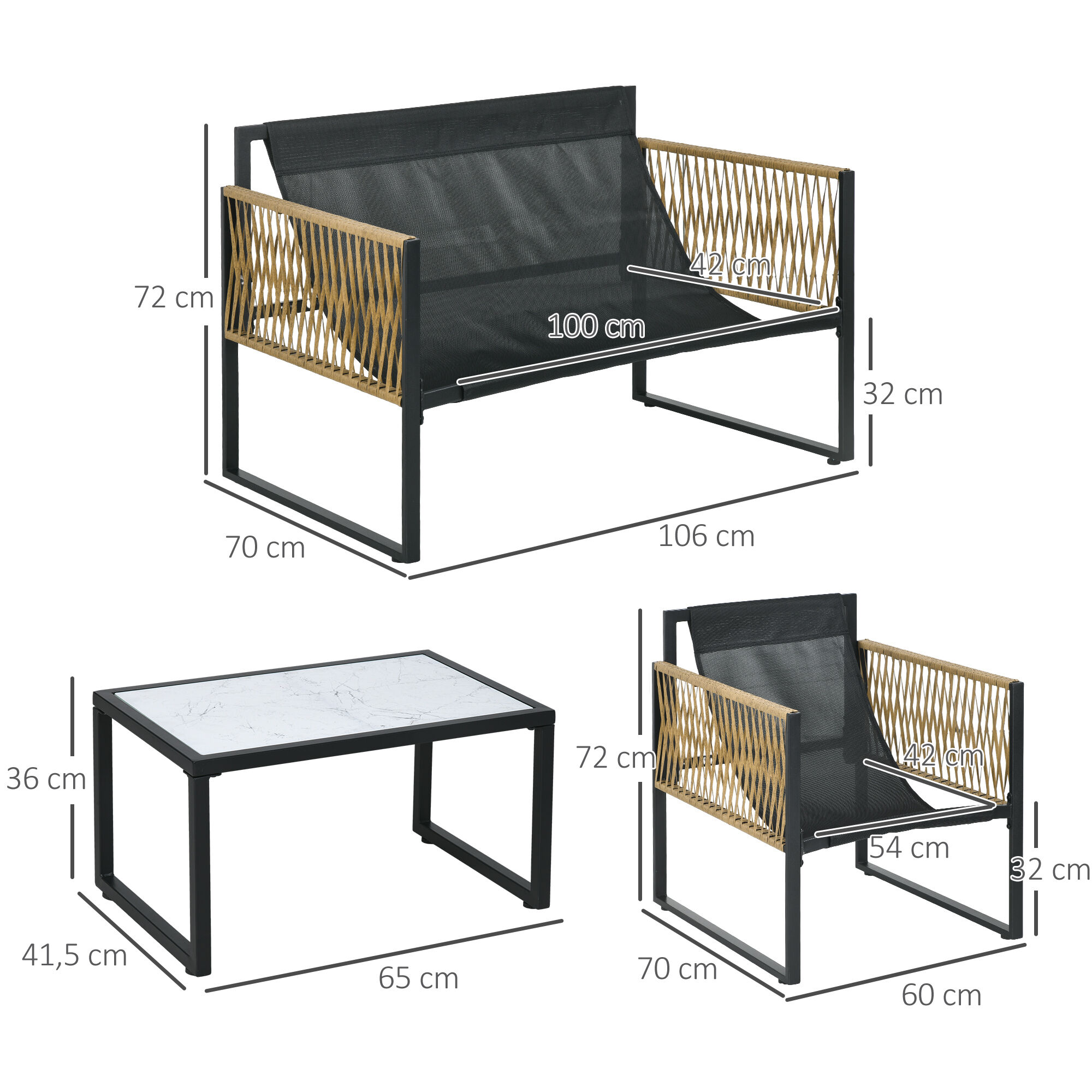 Outsunny Muebles de Jard&iacute;n Crema, , large Imagen numero 3