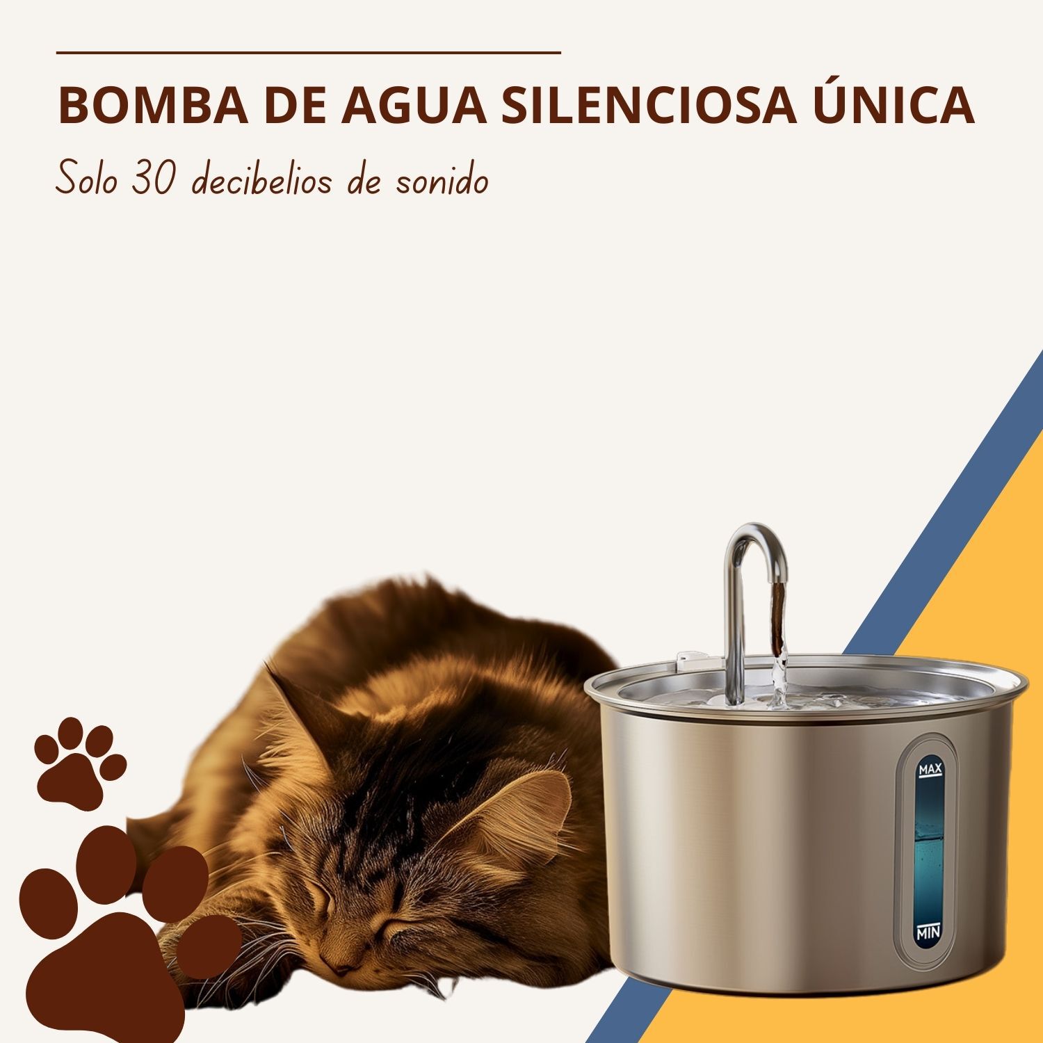 Bebedero Oneisall para gatos y perros - Bebederos de 2 litros - Bebedero - Bomba de agua - Acero inoxidable - Incluye 3 filtros, , large Imagen numero 4