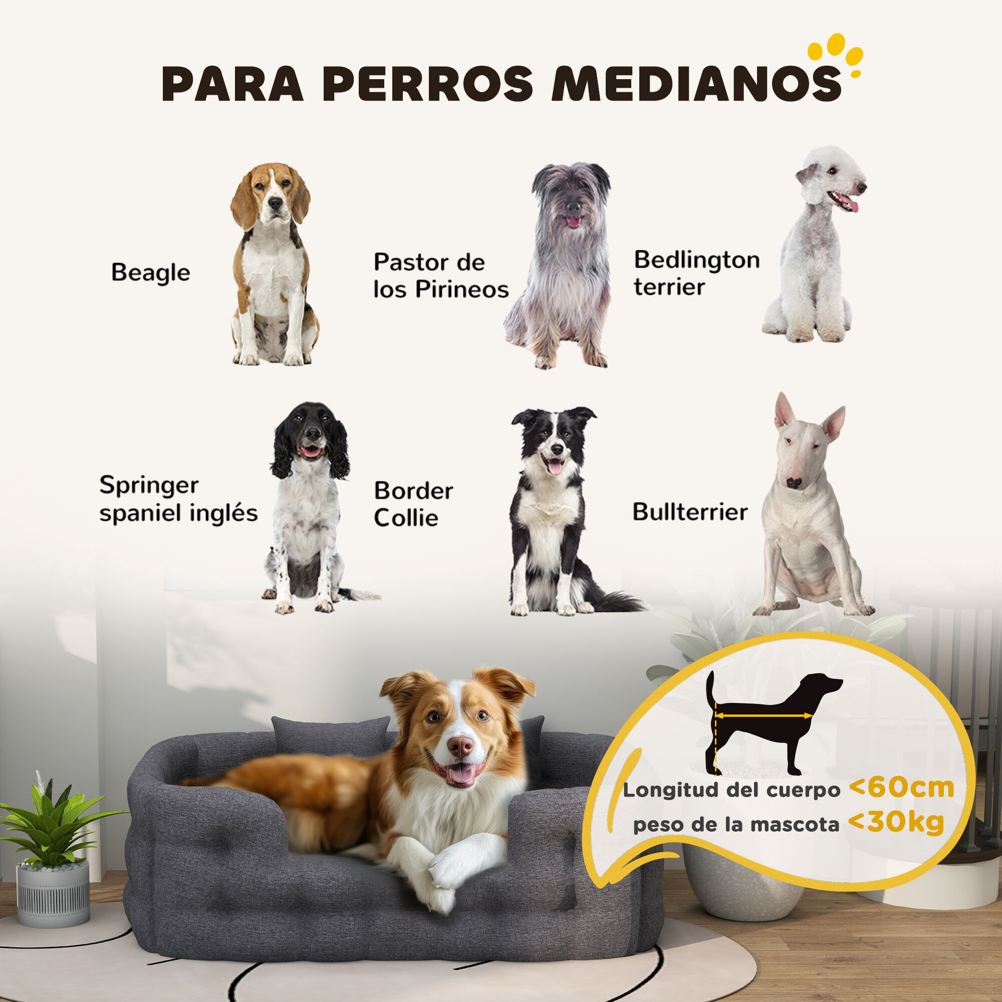 PawHut Cama para Mascotas Gris, , large Imagen numero 14