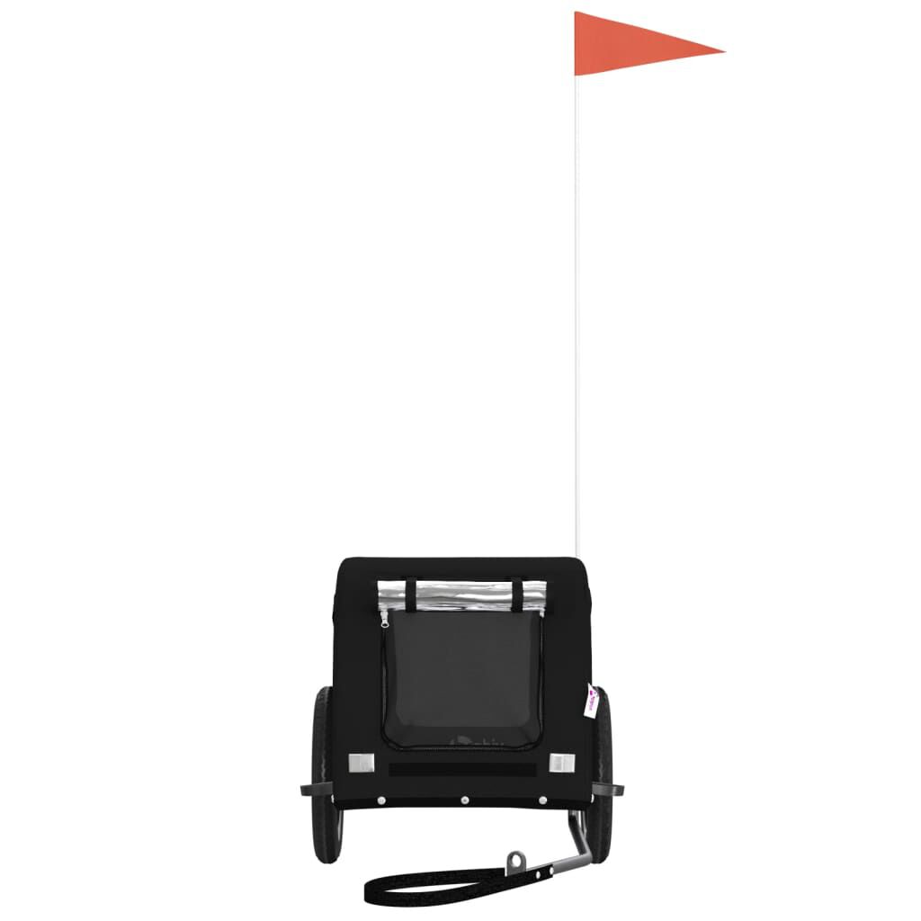 vidaXL Remolque de bicicleta mascotas hierro tela Oxford negro, , large Imagen numero 2