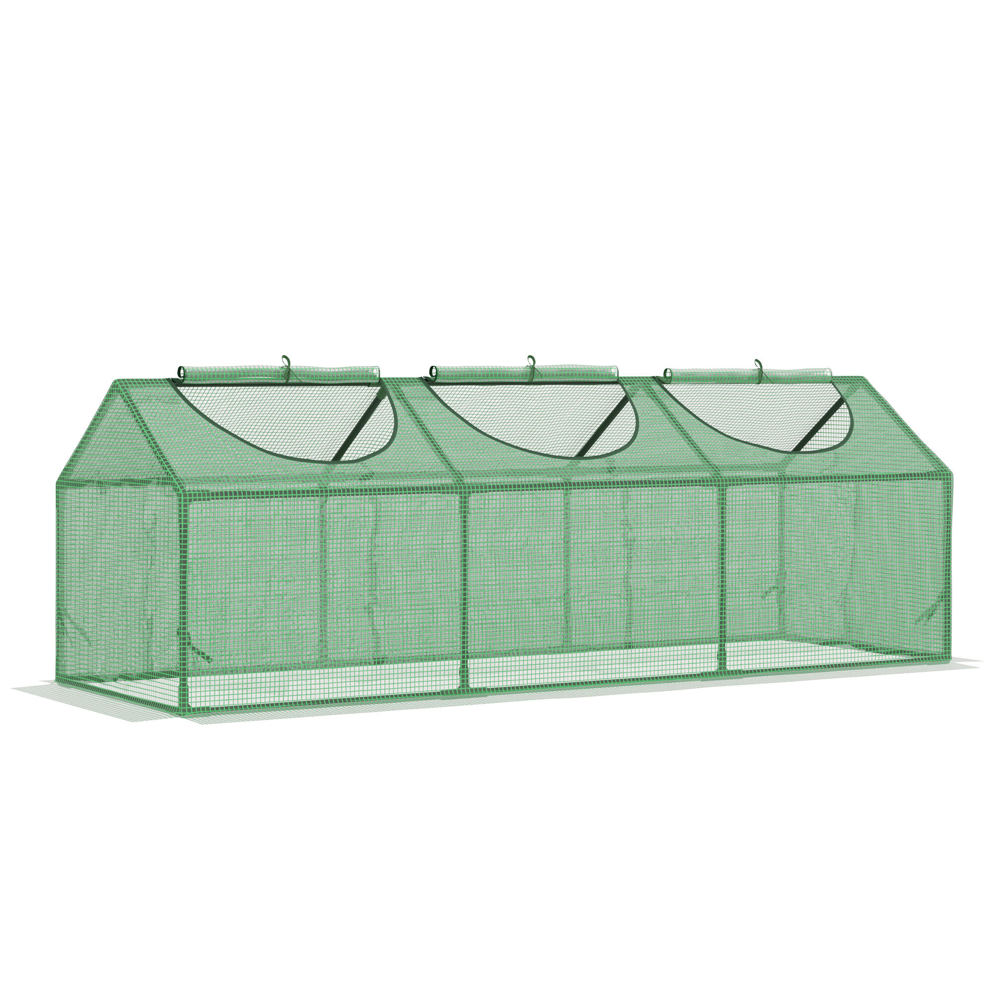 Outsunny Invernadero de Terraza 180x60x60 cm Caseta de Jard&iacute;n Acero con 3 Ventanas Enrollables Vivero Casero para Cultivo de Plantas Verduras Flores Verde, , large Imagen numero 1