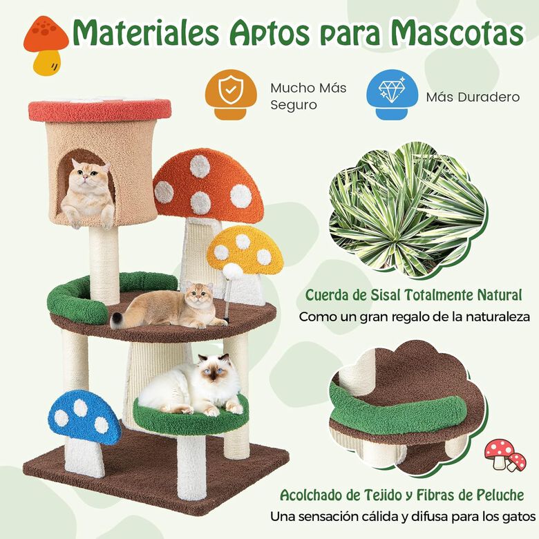 COSTWAY Árbol en Forma de Hongo 4 en 1 para Gatos thumbnail