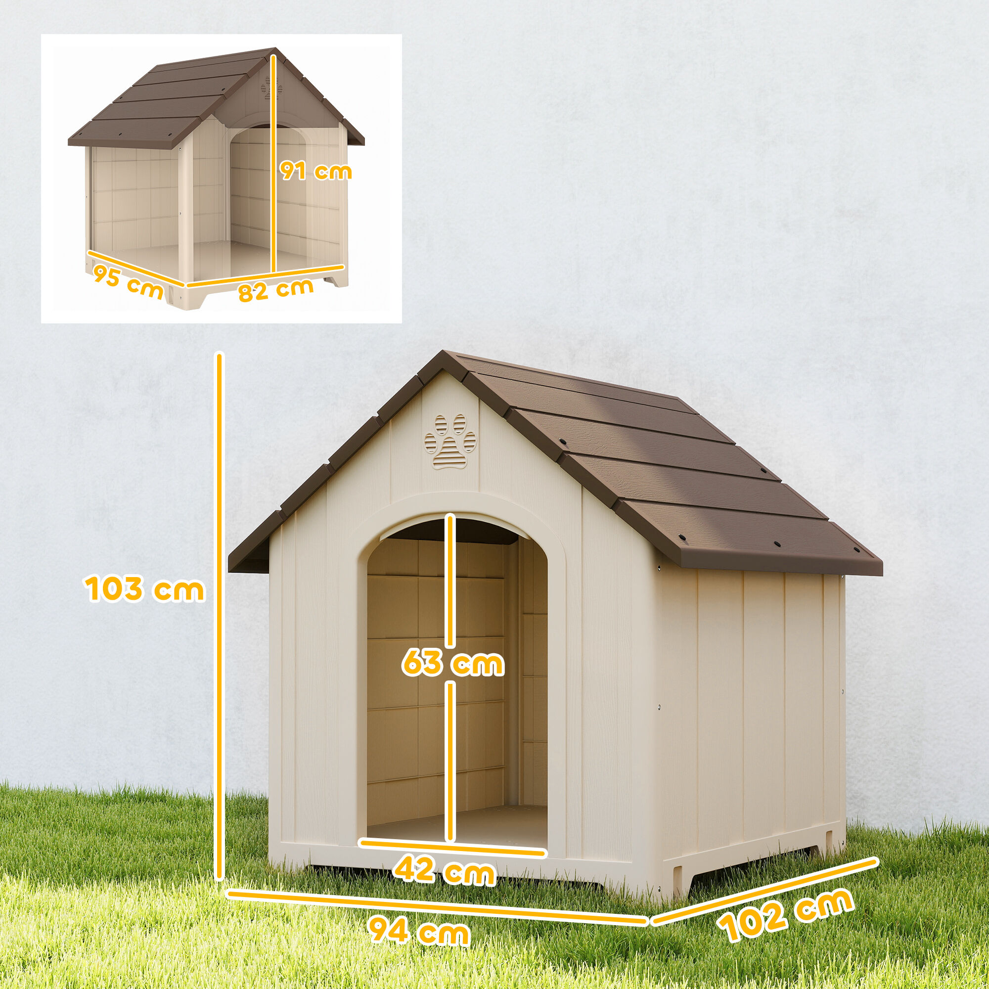 PawHut Caseta para Perro Beige, , large Imagen numero 3