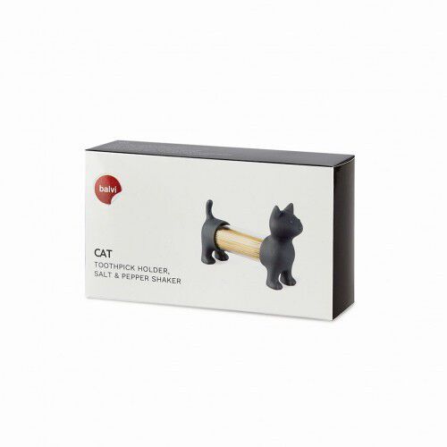 Palillero, salero y pimentero con forma de gato color Gris thumbnail