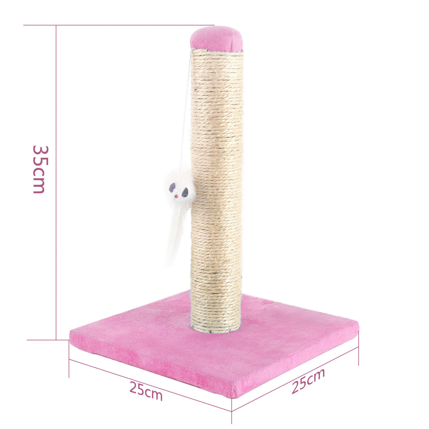 Nobleza &ndash; Poste rascador para gatos de sisal con juguete. Peque&ntilde;o, Color Rosa Medidas: 25 * 25 * 35 cm, , large Imagen numero 5