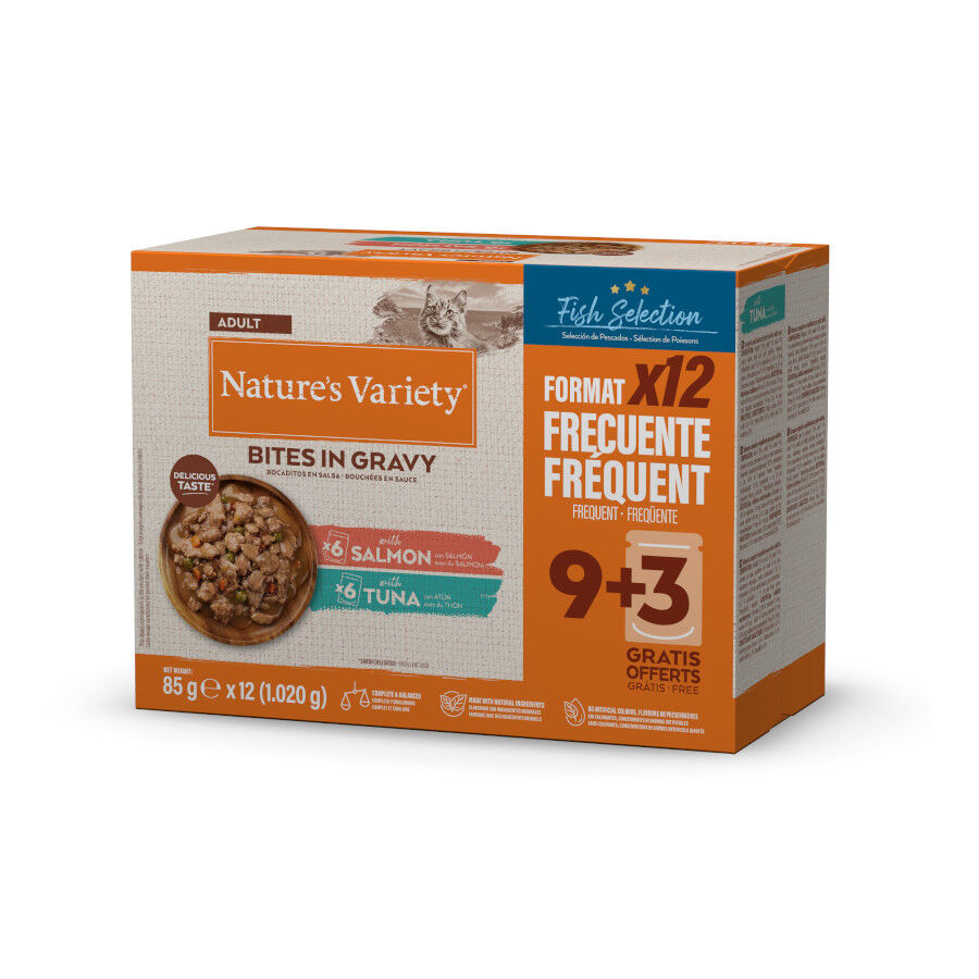 Nature's Variety Adult Selección de Pescados Bocaditos de Atún y Salmón Sobre en Salsa para gatos