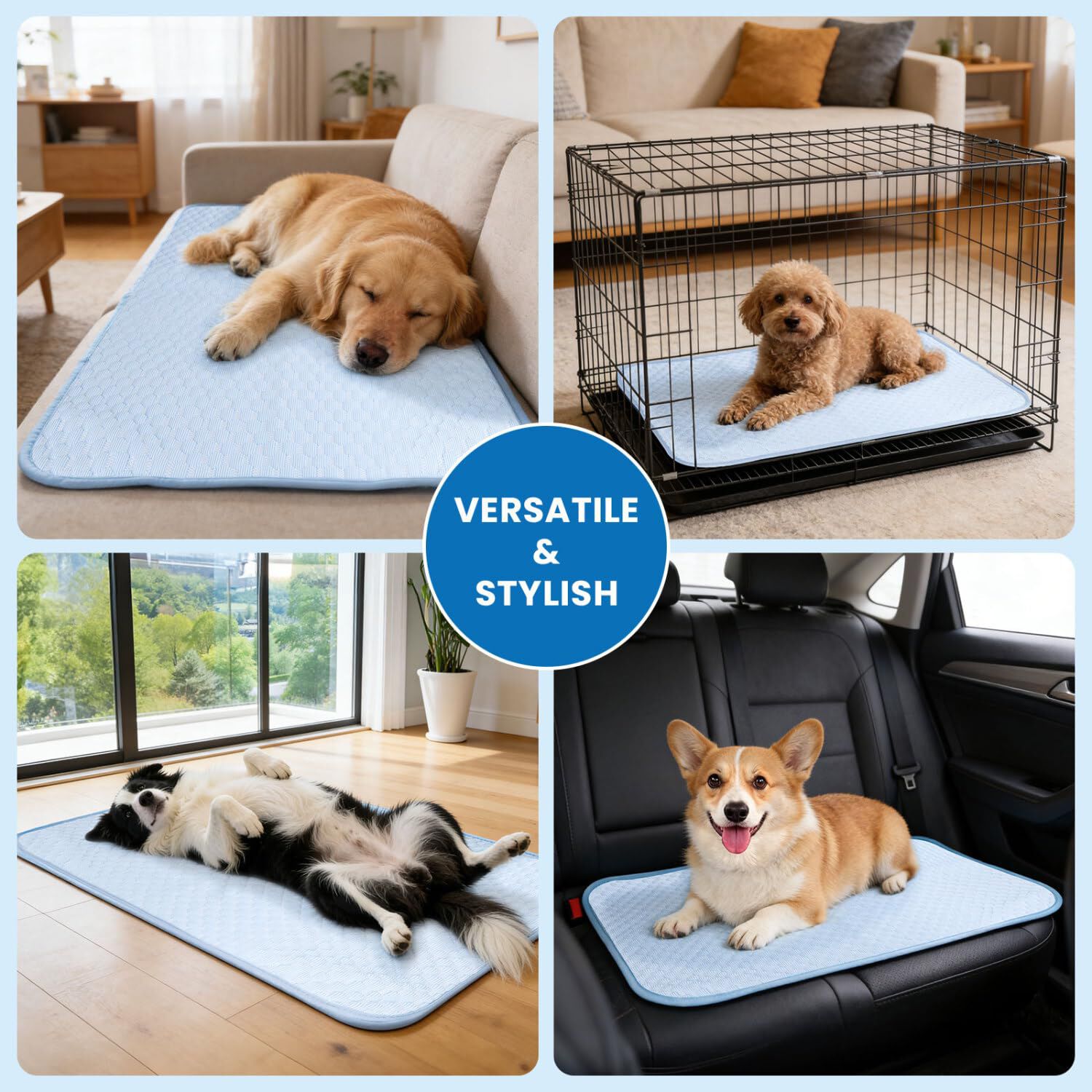 Nobleza Alfombra Refrescante para Perros y Gatos con Tecnolog&iacute;a QMAX>0.5 &ndash; Tejido &ldquo;Bumpy&rdquo; de Secado R&aacute;pido, Antimordedura, Lavable a M&aacute;quina &ndash; 110x70cm &ndash; Azul, , large Imagen numero 5