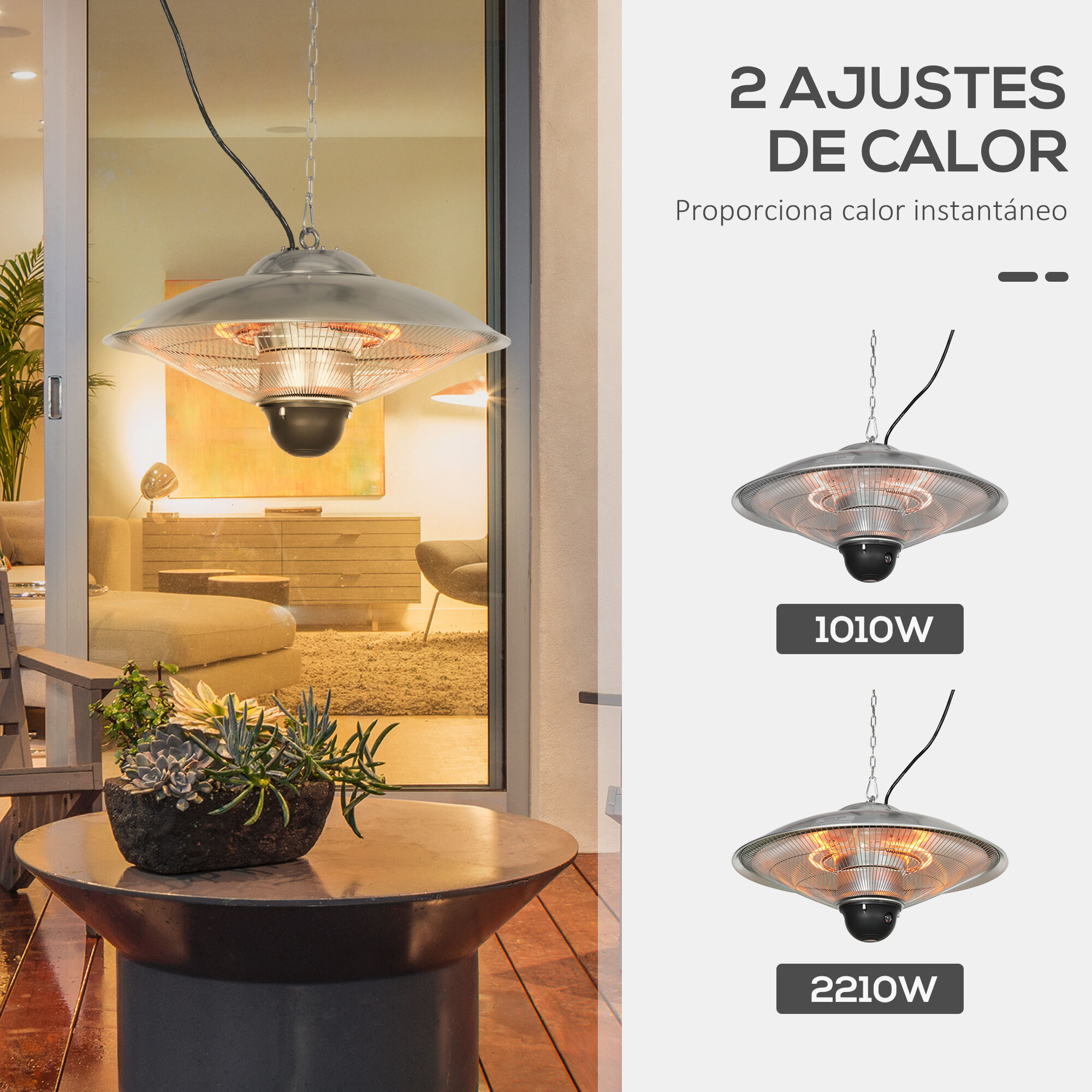 Outsunny Calefactor Exterior de Techo color Plata thumbnail