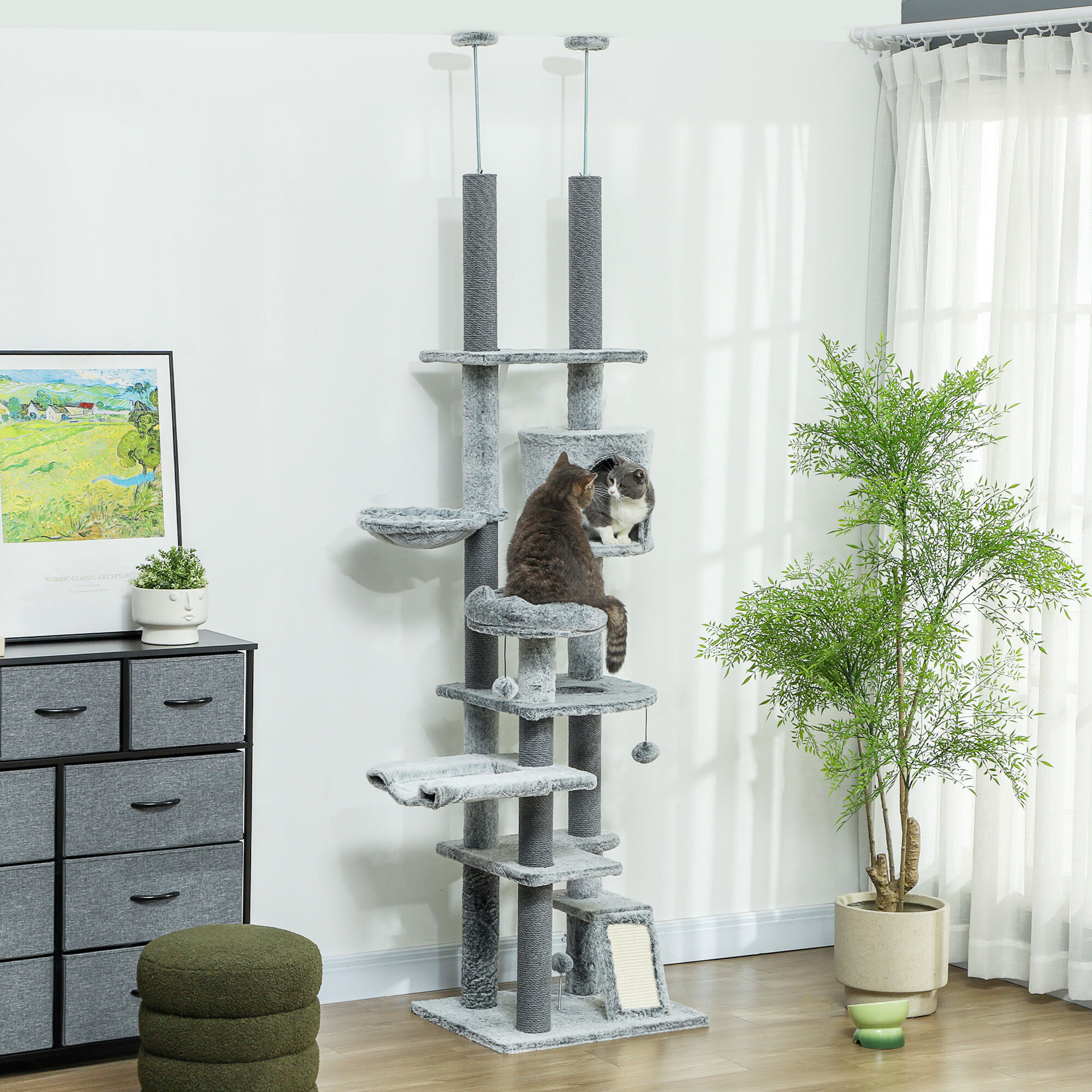 PawHut &Aacute;rbol para Gatos Gris, , large Imagen numero 2