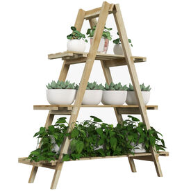 Outsunny Estantería Para Plantas Madera Natural