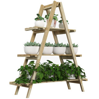 Outsunny Estantería Para Plantas Madera Natural