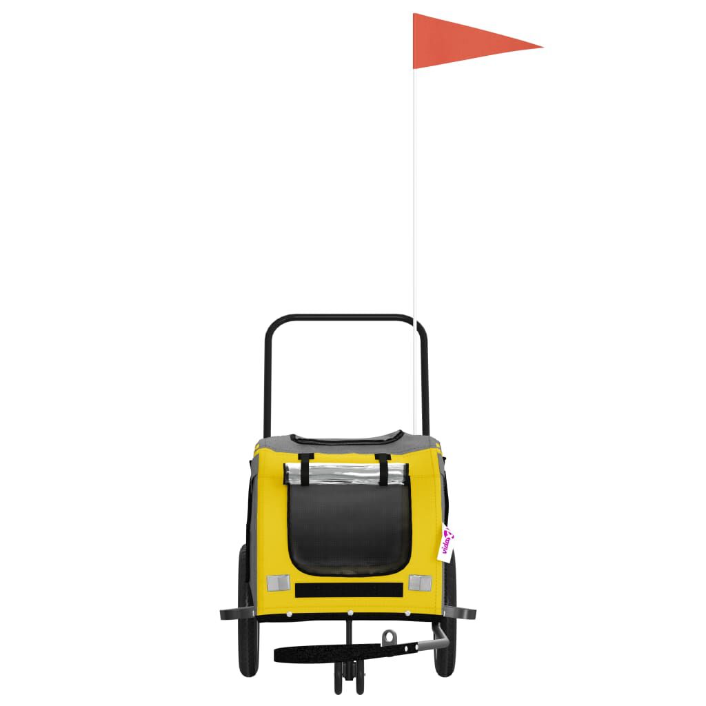 vidaXL Remolque bicicleta mascotas hierro tela Oxford amarillo negro, , large Imagen numero 3