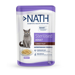 Nath Adult Sterilised Filetes de Pavo Sobre en salsa para gatos 