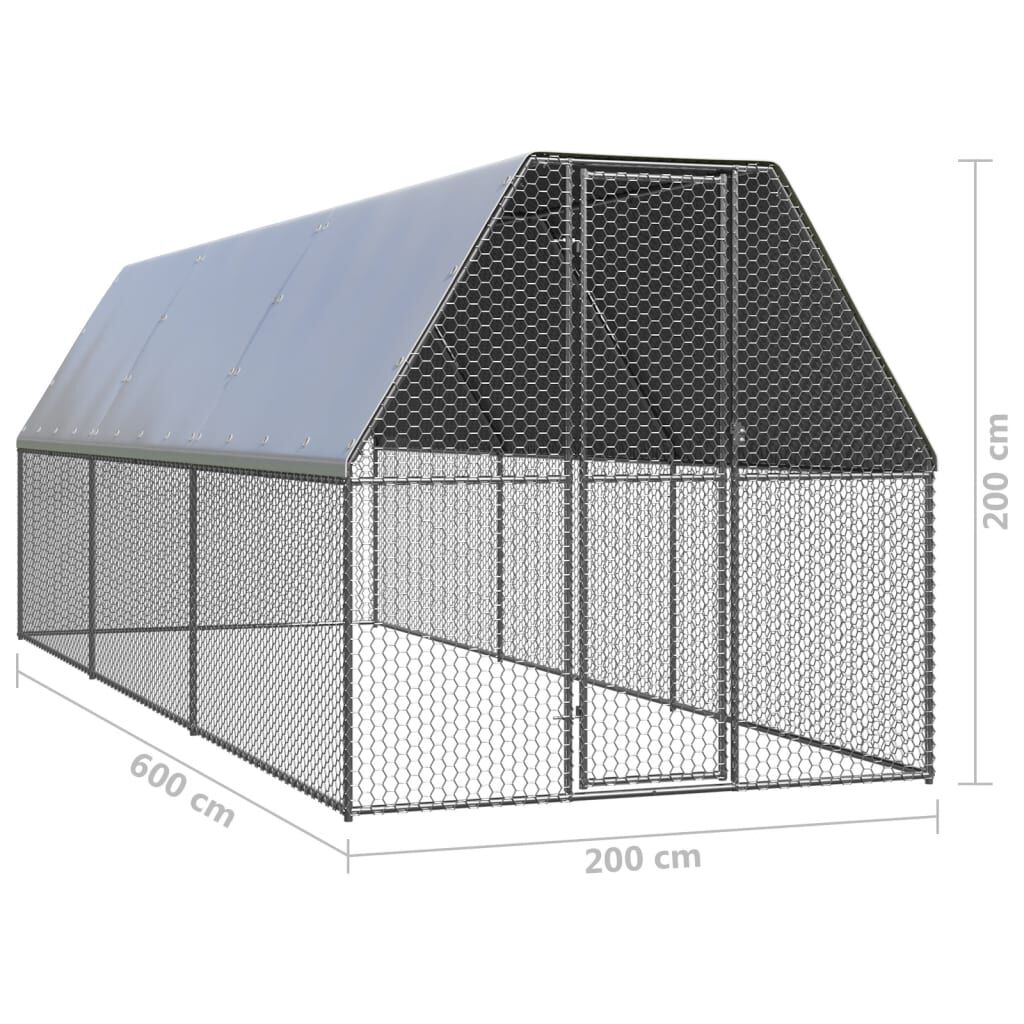 vidaXL Jaula gallinero de acero galvanizado 3x12x2 m, , large Imagen numero 34