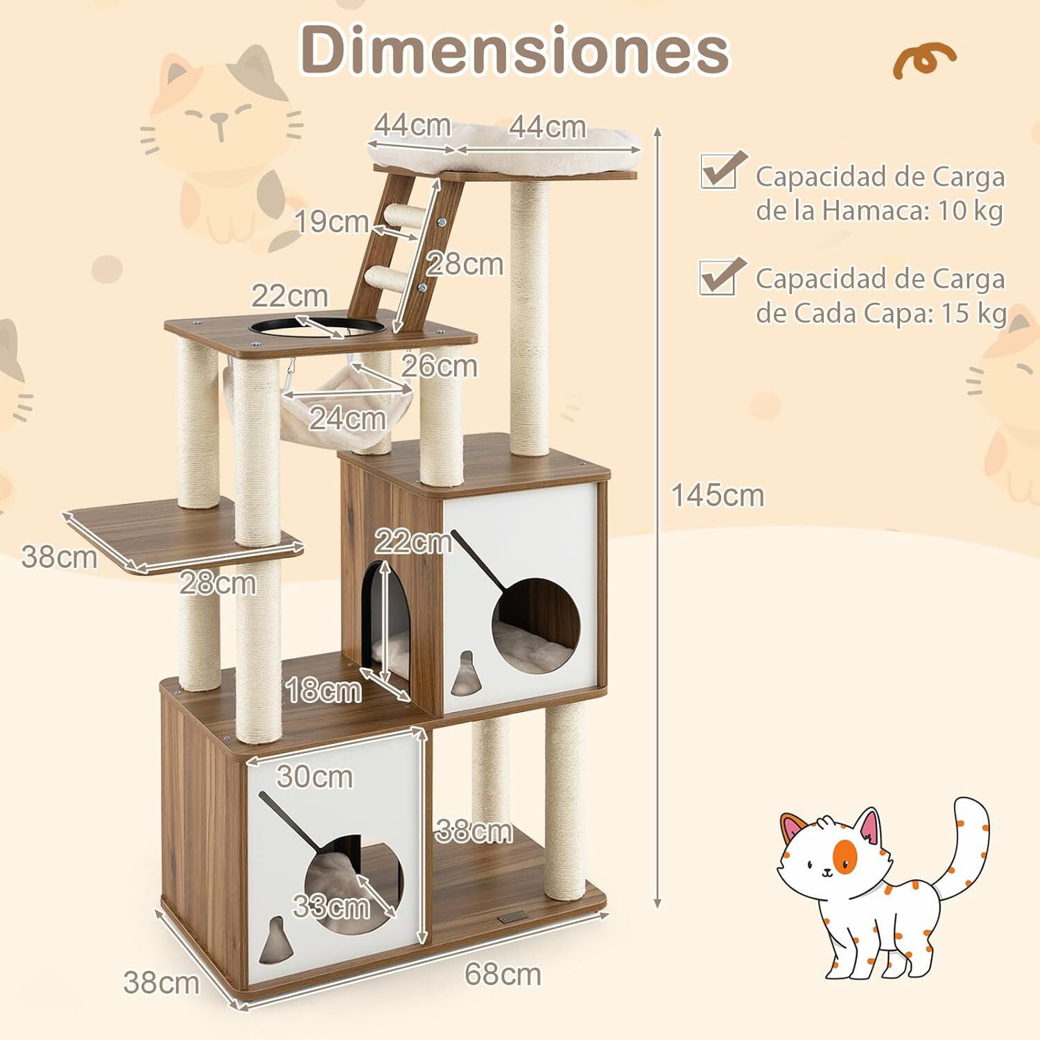 COSTWAY Árbol Rascador con escalera para Gato thumbnail