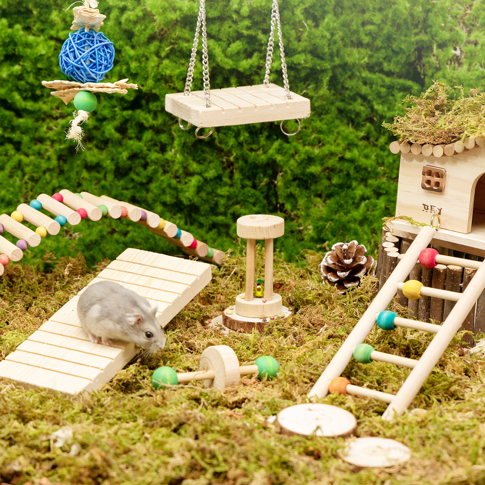 Nobleza 7pcs Juguetes para H&aacute;mster, Madera para Masticar Gnaw Throw Toss Juguetes para los Conejos, la Chinchilla, H&aacute;msters, Cobayas, , large Imagen numero 3