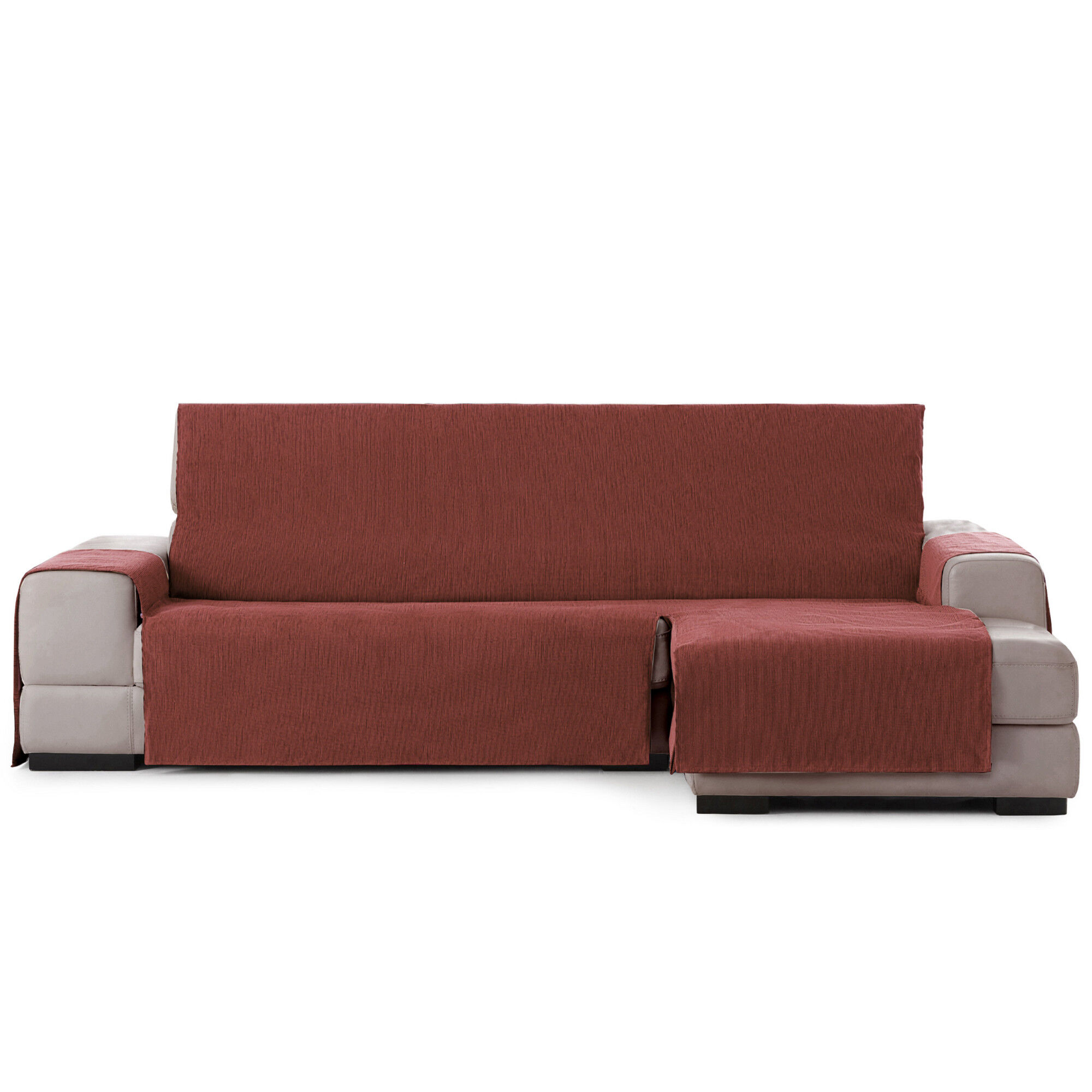 Vipalia Protector Funda Chaise Longue Lisa. Cubresofa Chenilla. Dise&ntilde;o Elite. Color Teja. Chaise Corto Derecha, , large Imagen numero 4