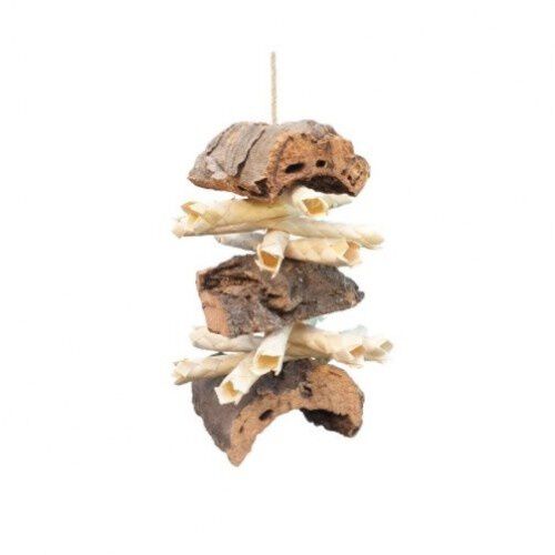 Juguete natural Shredding Corky Sticks para loros color Madera