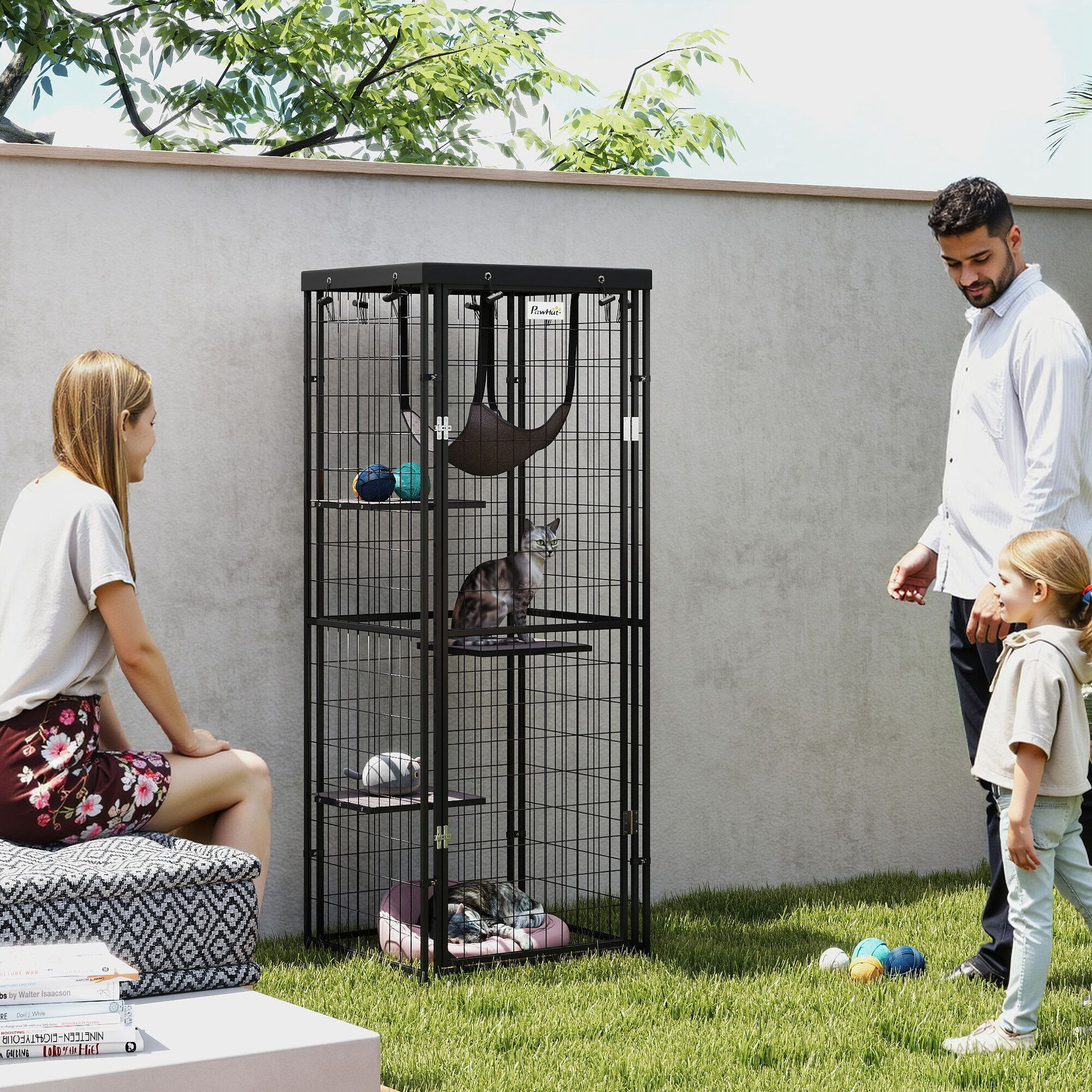 PawHut Jaula para Gatos Negro thumbnail