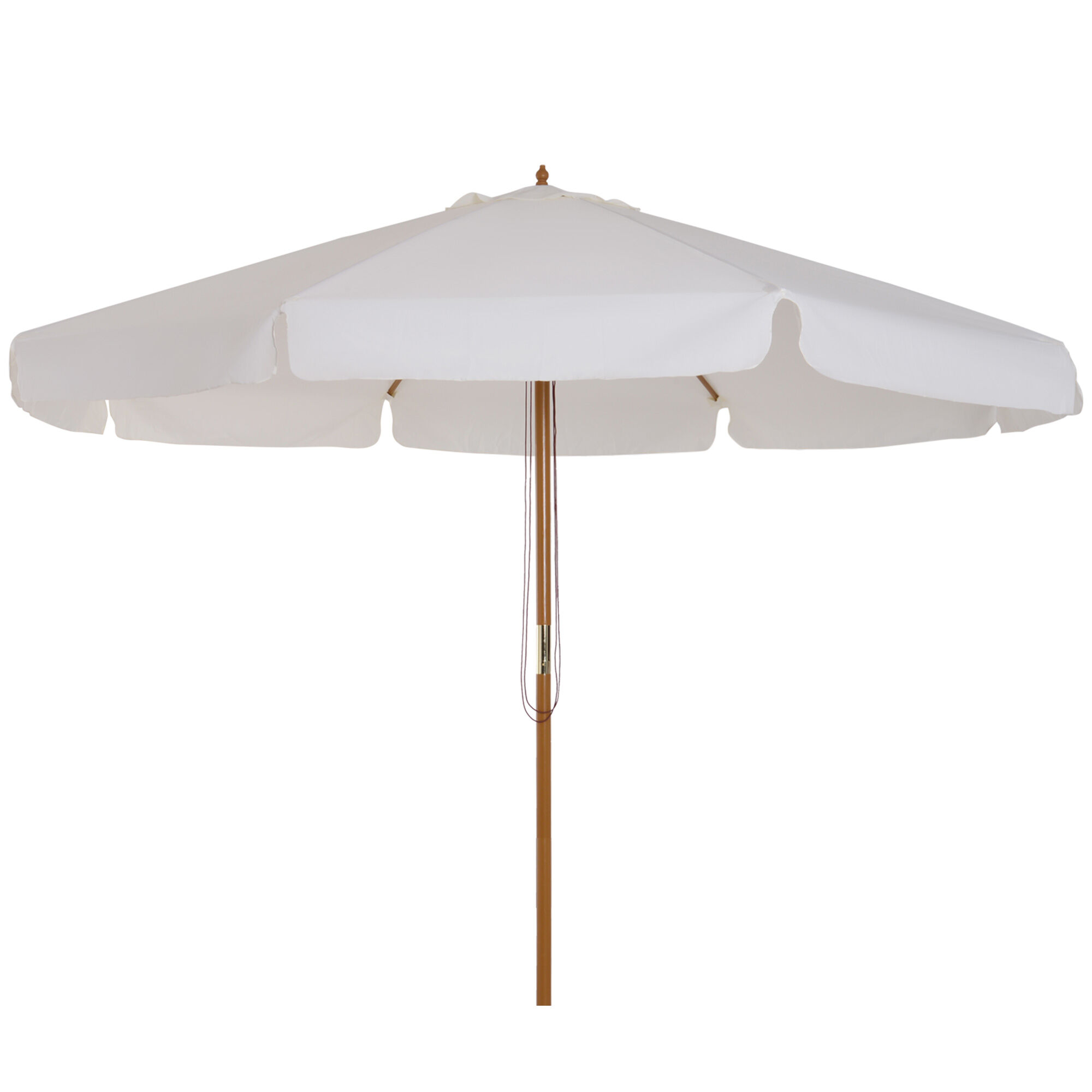 Outsunny Sombrilla de Jard&iacute;n &Oslash;325x250 cm Parasol de Madera con Sistema de Polea Techo de Ventilaci&oacute;n y 8 Varillas de Bamb&uacute; para Terraza Balc&oacute;n Exterior Beige, , large Imagen numero 1