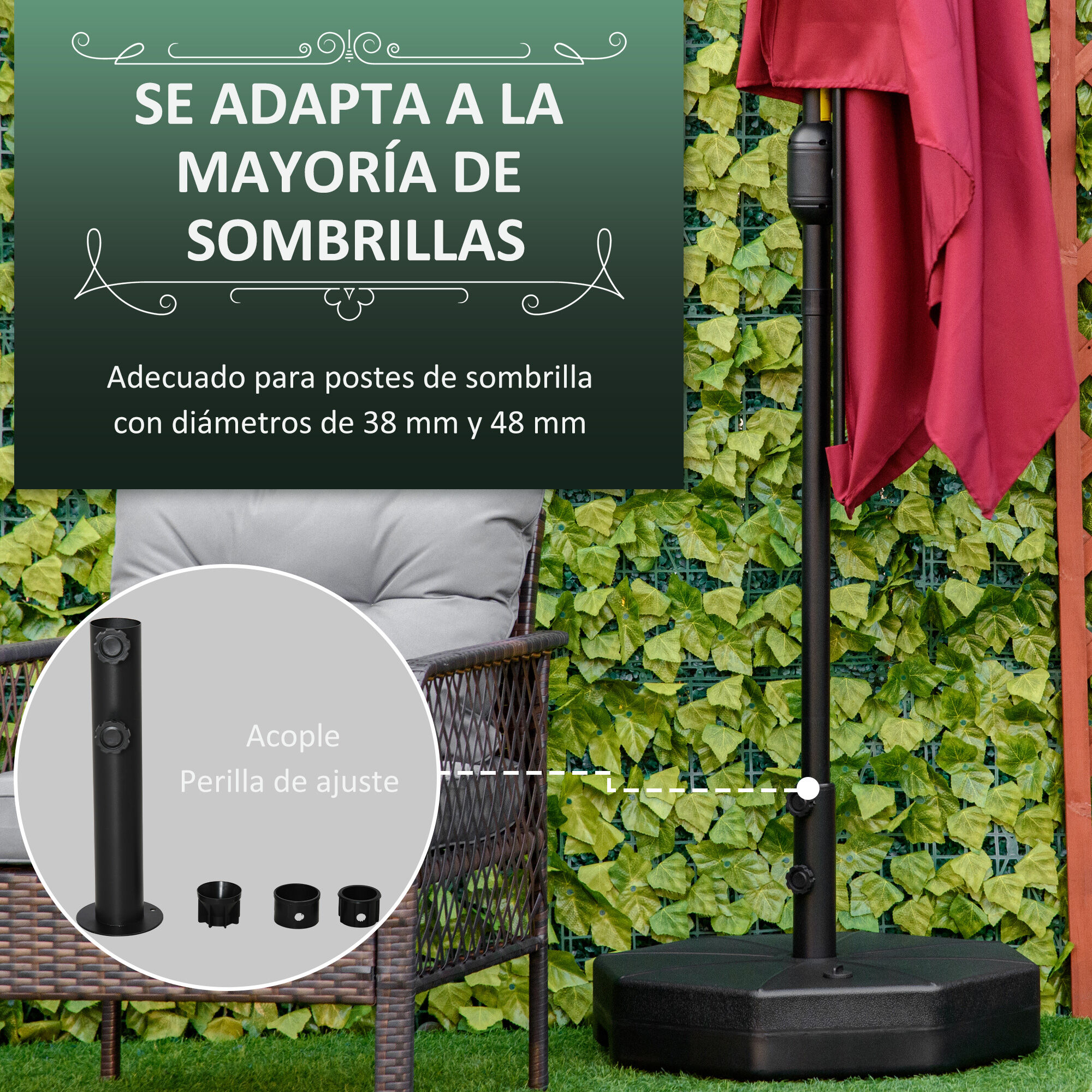 Outsunny Base de Sombrilla Negro para exterior thumbnail