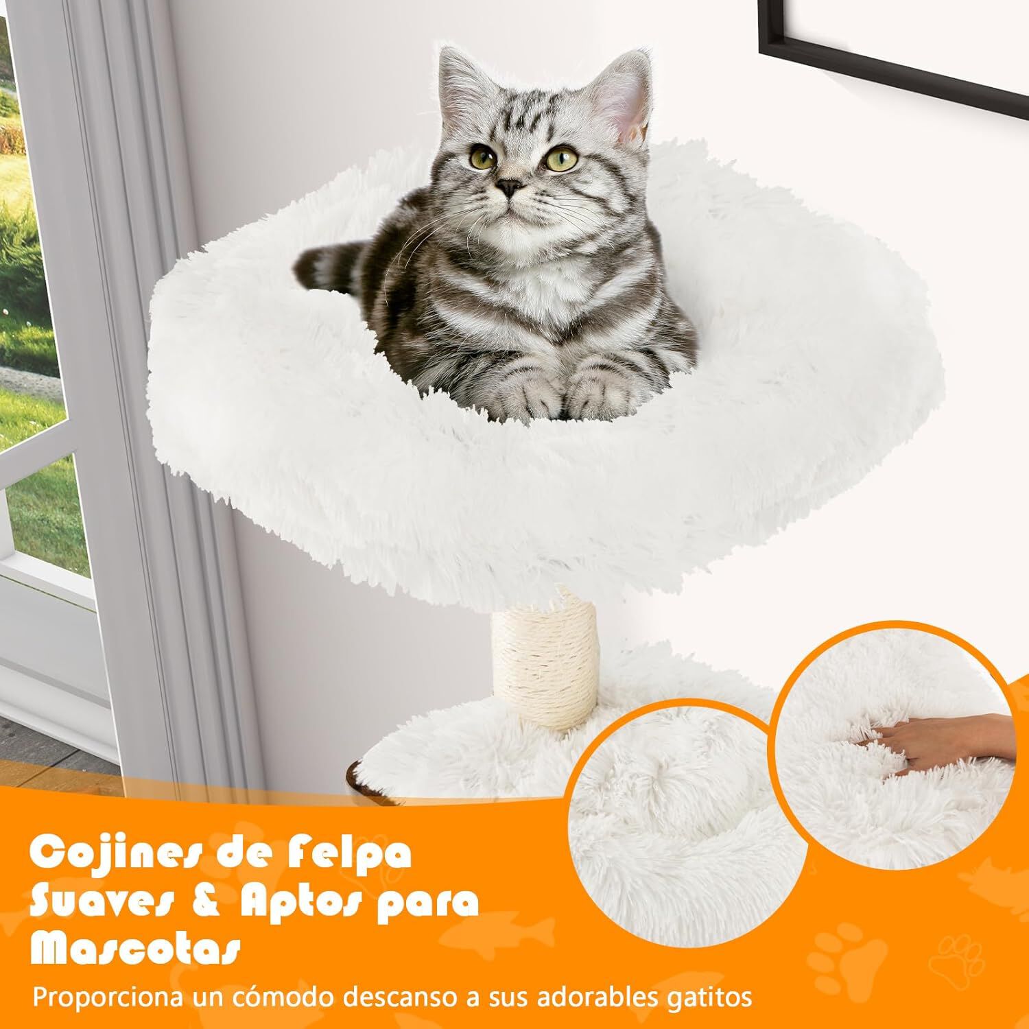 COSTWAY &Aacute;rbol para Gatos de 175 cm, Torre para Gatos de Madera, con Plataformas Multinivel, Rascadores y Columnas de Cuerdas de Sisal, Casa para Gatos Recubierta en Tejido Afelpado, Intustrial, , large Imagen numero 4