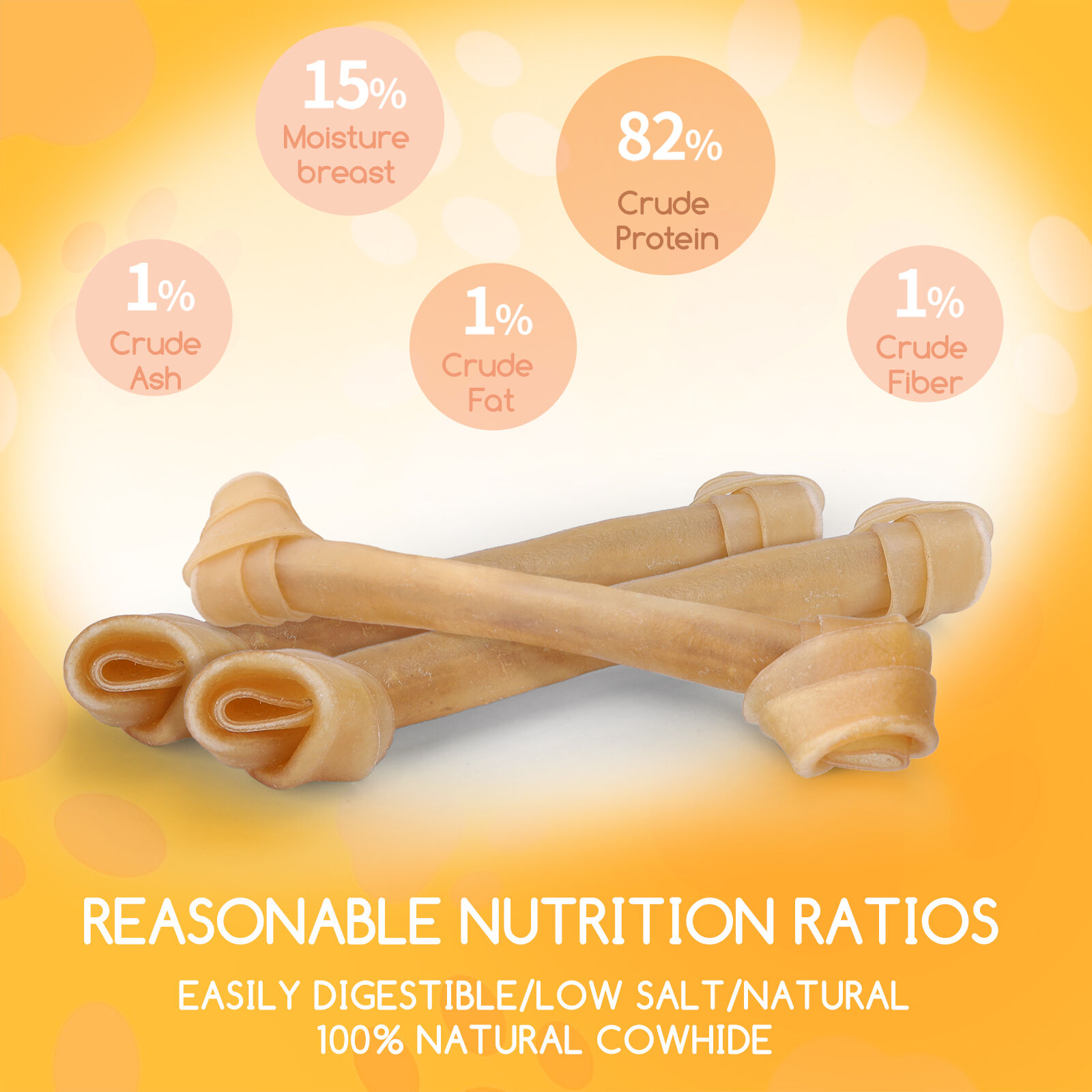 Nobleza - Hueso para Perros, Delicioso Snack para Perro, Hueso Masticable para Perros, 1% Natural Piel de Vaca Snacks Naturales para Perros de Todas Las Razas 6 Piezas 3 cm /18 g, , large Imagen numero 2