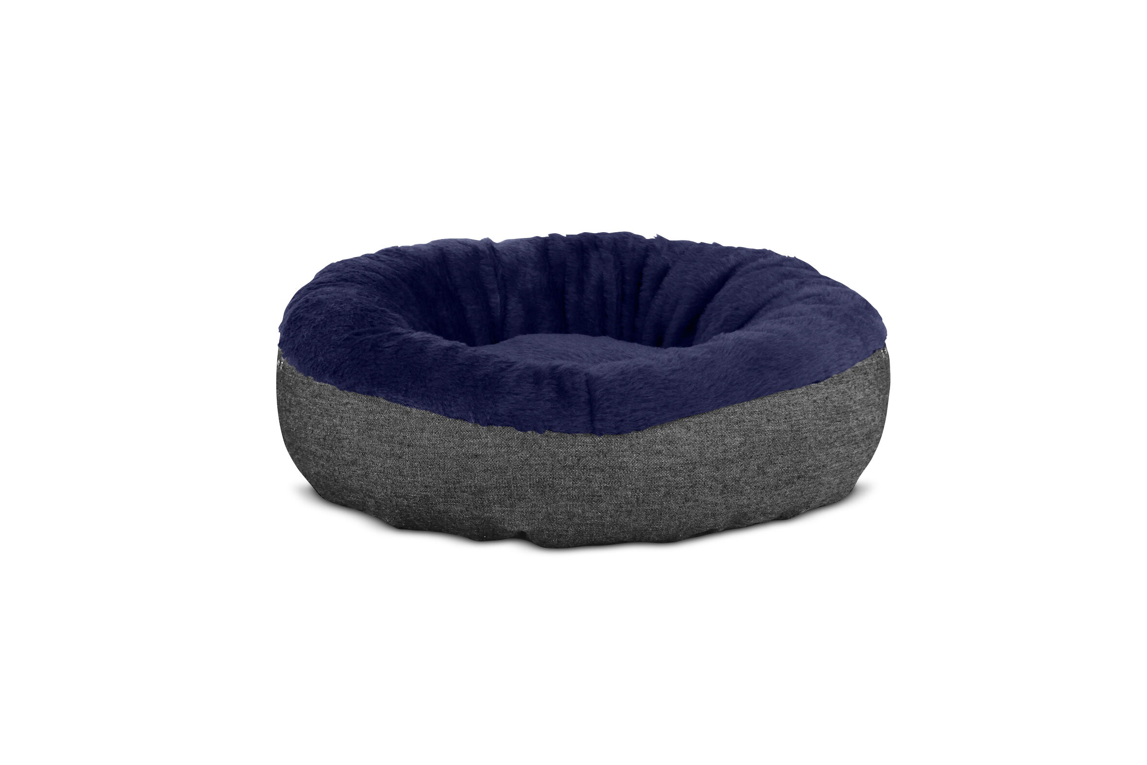 Gauty Cama Redonda para Perros y Gatos  Denim y pelo - Negro y azul, , large Imagen numero 1