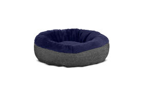Gauty Cama Redonda Denim y pelo negro y azul para Perros y Gatos