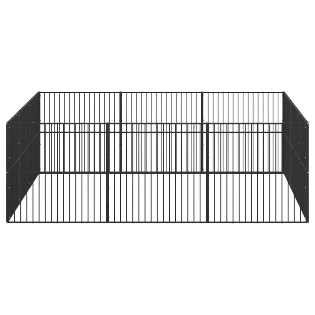 vidaXL Corralito acero galvanizado negro para Perros thumbnail