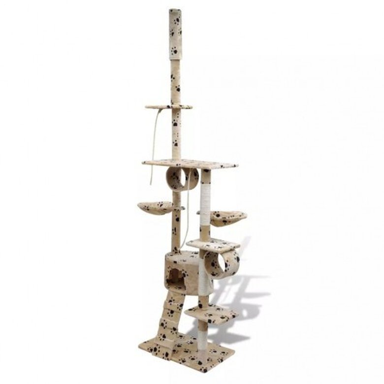 Rascador con postes XL para gatos color Beige huellas, , large image number null