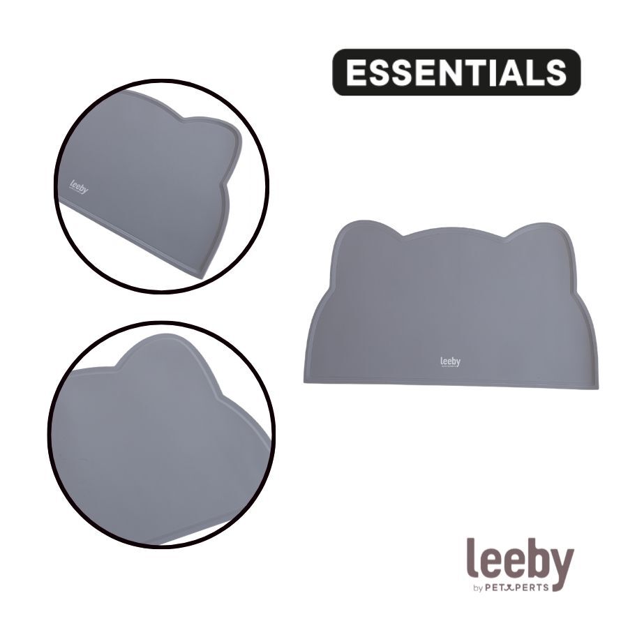 Leeby Alfombrilla Antideslizante Comedero forma Gato Gris para perros y gatos, , large Imagen numero 3