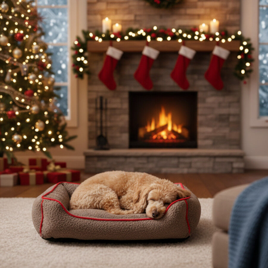 Wonder Christmas Cama Navide&ntilde;a Marr&oacute;n y Roja para perros, , large Imagen numero 3