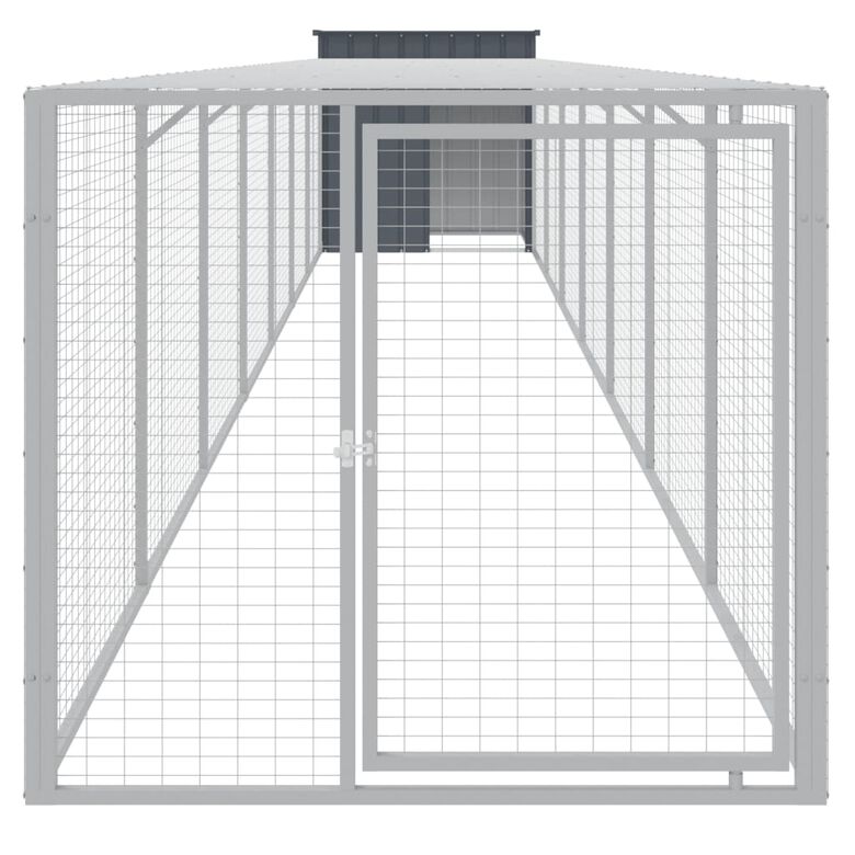 vidaXL Gallinero con corral acero galvanizado gris para gallina thumbnail