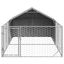 vidaXL Caseta perros exterior con corral 4x3x1,9 m acero galvanizado, , large indicador imagen numero 18