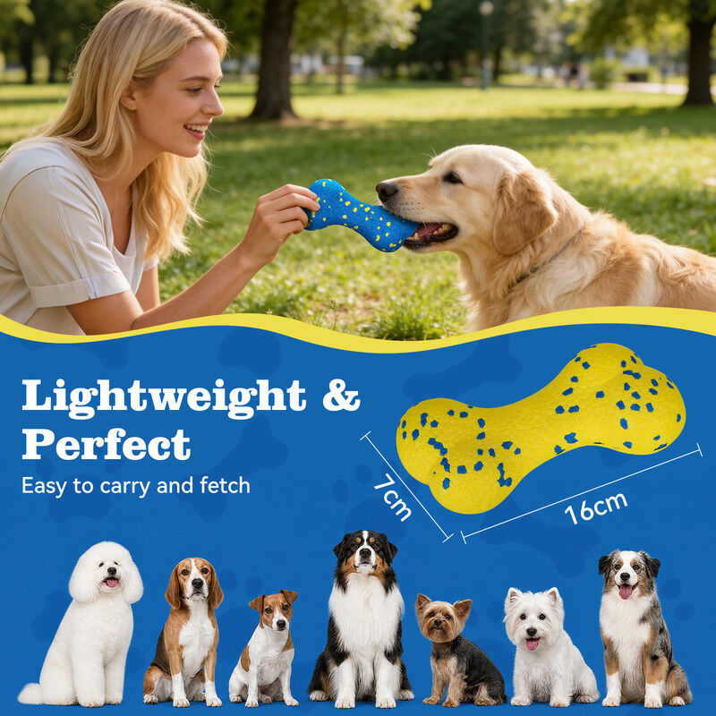 Nobleza Pack de 2 Juguetes Mordedores para Perros en Forma de Hueso &ndash; Huesos Indestructibles de Goma E-TPU para Perros Grandes, Medianos y Cachorros, Juguete Interactivo Flotante Limpiadientes, Azul y Amarillo, , large Imagen numero 5
