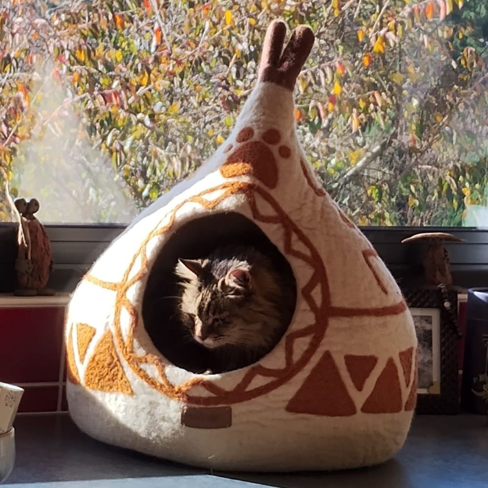 Tipi para gato de fieltro de lana gran formato Stone, , large Imagen numero 5
