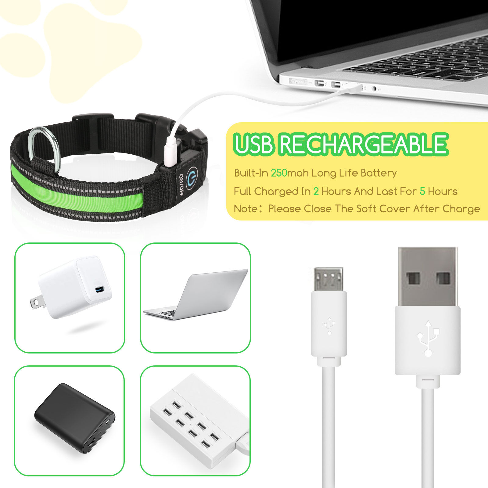 Nobleza - 2Pack Collares LED para perros, Collar Luminoso Perro de Mascota 3 Modos Collar Perro Luz con Recargable y Impermeable, Ajustable Collares LED para Peque&ntilde;os Medianos Perros, , large Imagen numero 3