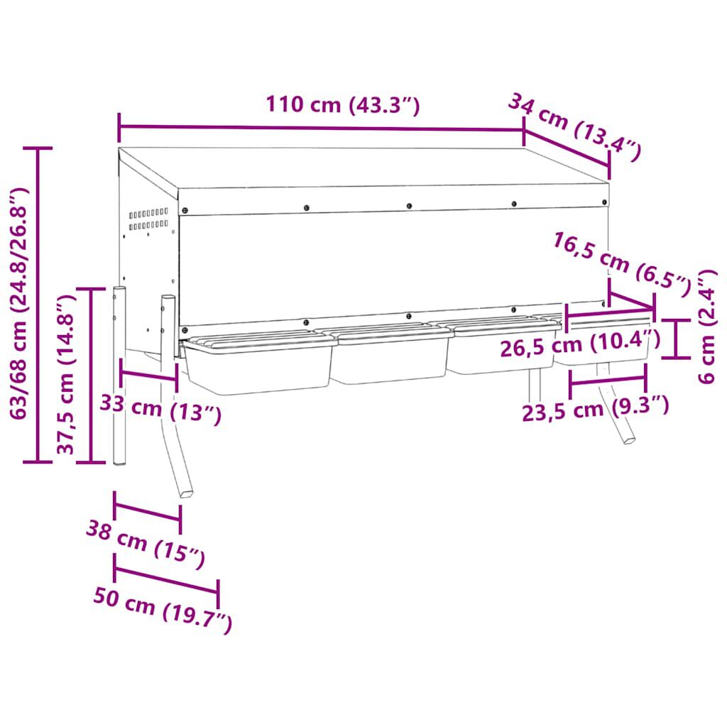 vidaXL Nido para gallinas de acero galvanizado thumbnail