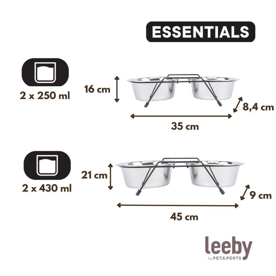 Leeby Comedero Doble de Acero Inoxidable con Soporte para perros y gatos, , large Imagen numero 5